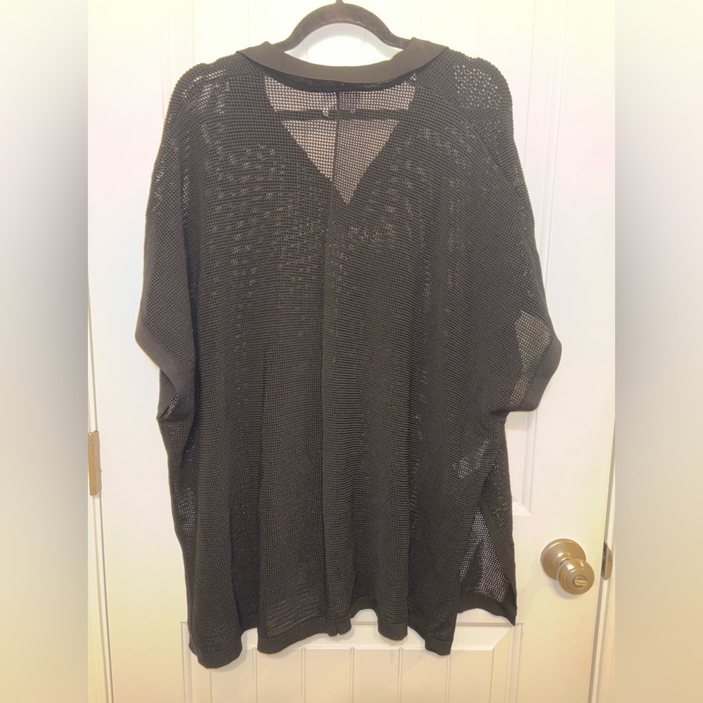 Cinq à Sept Mesh Pullover Black Coverup Oversized Shirt Black Size M/L - Picture 7 of 9